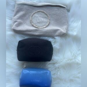 Dior Cosmetic Bag Set in Black, Cream, and Blue